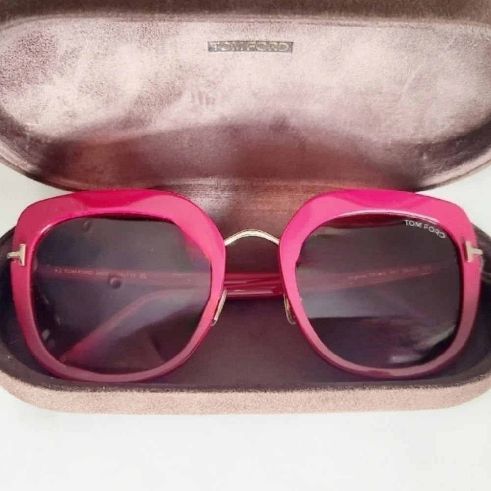 Tom Ford Virginia Sunglasses, Shiny Fuchsia & Rose Gold, NIB